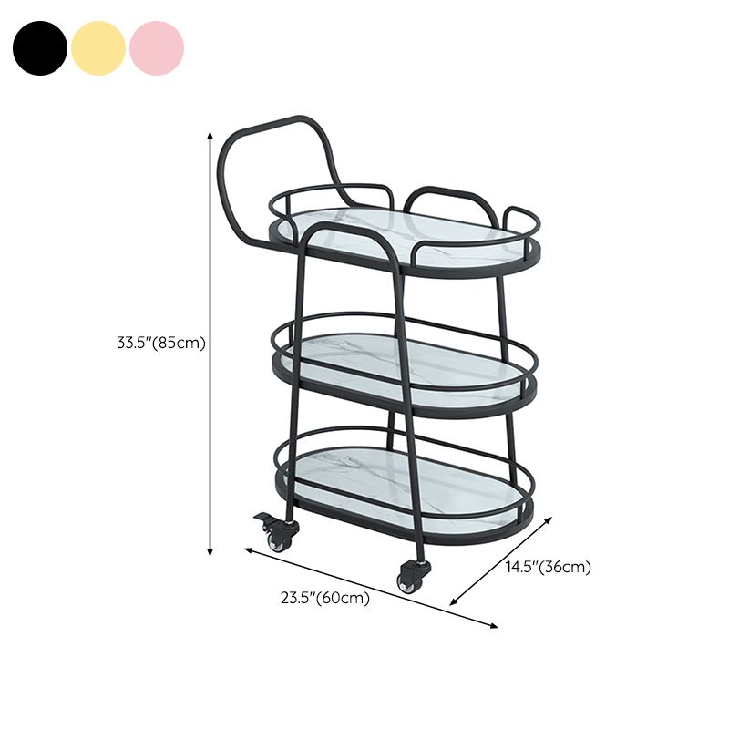 33.46"H Rolling Prep Table Modern Style Oval Reclaimed Wood Prep Table for Home Use