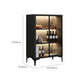 Contemporary Faux Wood Display Stand Glass Doors Storage Cabinet for Dining Room