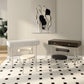 Black/White Contemporary Vanity 2 Storage Drawers with Padded Stool