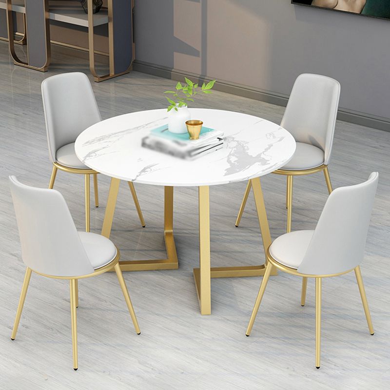 Stone Top Dining Table Contemporary Table with Sled Base in Gold Clearhalo 'Dining Tables & Seating' 'Dining Tables' 'dining_table' 'furn' 'furn_dining_table' 'Furniture' 'furniture_dining_table' 'Kitchen & Dining Furniture' 'kitchen' 'kitchen_dining_table' 1200x1200_90fd0b4c-34de-4833-a98a-7538e5fde7f0