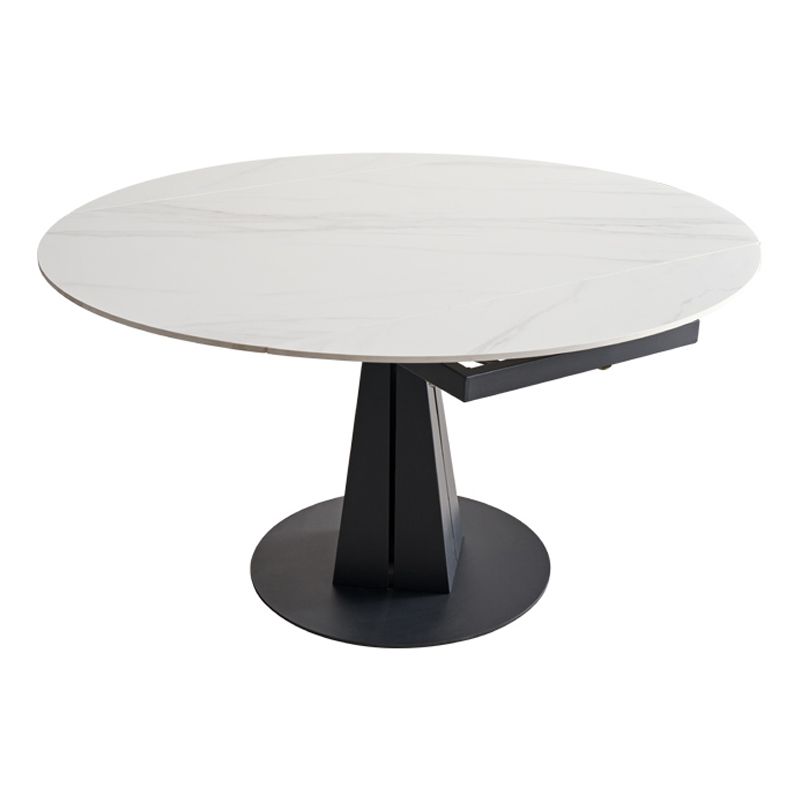 Extendable Round Dining Table Modern Sintered Stone Table with Metal Pedestal Base Clearhalo ' dining_table' 'Dining Tables & Seating' 'Dining Tables' 'furn' 'furn_dining_table' 'Furniture' 'furniture_dining_table' 'Kitchen & Dining Furniture' 'kitchen&dining_furn' 'kitchen' 'kitchen_dining_table' 1200x1200_90ffb8bf-05f0-4305-8d4e-e0f22a8eadc1