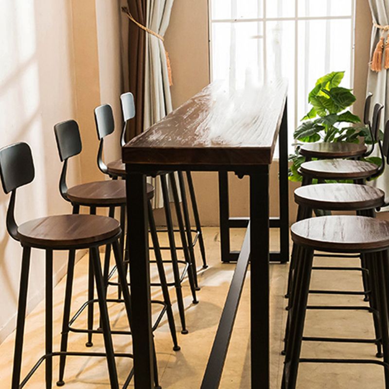 Dark Brown Bar Set with Pine Wood Top 1/2/5/9 Pieces Industrial Rectangle Pub Table Set Clearhalo 'Bar Furniture' 'furn' 'furn_home_bar_bar_sets' 'Furniture' 'Home Bars & Bar Sets' 'home_bar_bar_sets' 'Kitchen & Dining Furniture' 1200x1200_91006334-65a4-49d6-9249-34f4f5c9bcb4