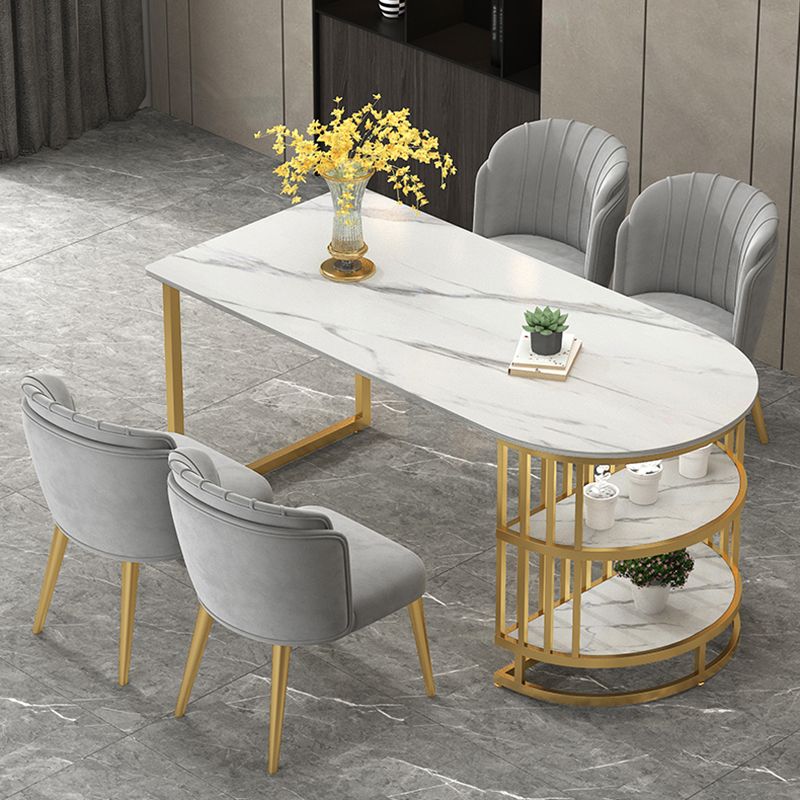 Contemporary Dining Table Sintered Stone Dining Table with Gold Double Pedestal Clearhalo ' dining_table' 'Dining Tables & Seating' 'Dining Tables' 'furn' 'furn_dining_table' 'Furniture' 'furniture_dining_table' 'Kitchen & Dining Furniture' 'kitchen&dining_furn' 'kitchen' 'kitchen_dining_table' 1200x1200_91007770-cf46-4163-86d3-0fbbed7a9d83