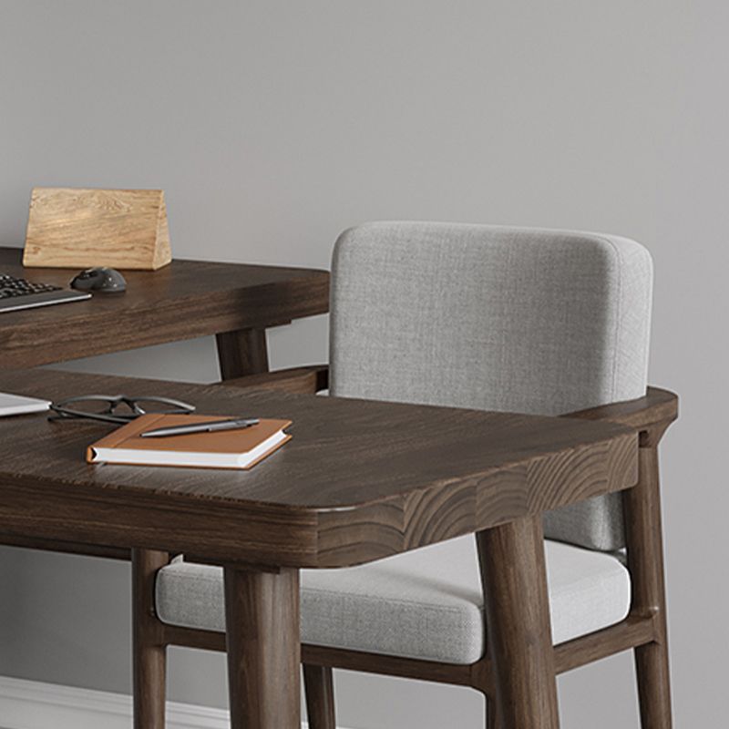 Modern Solid Wood Office Desk H-Base 29.53" Tall Writing Desk