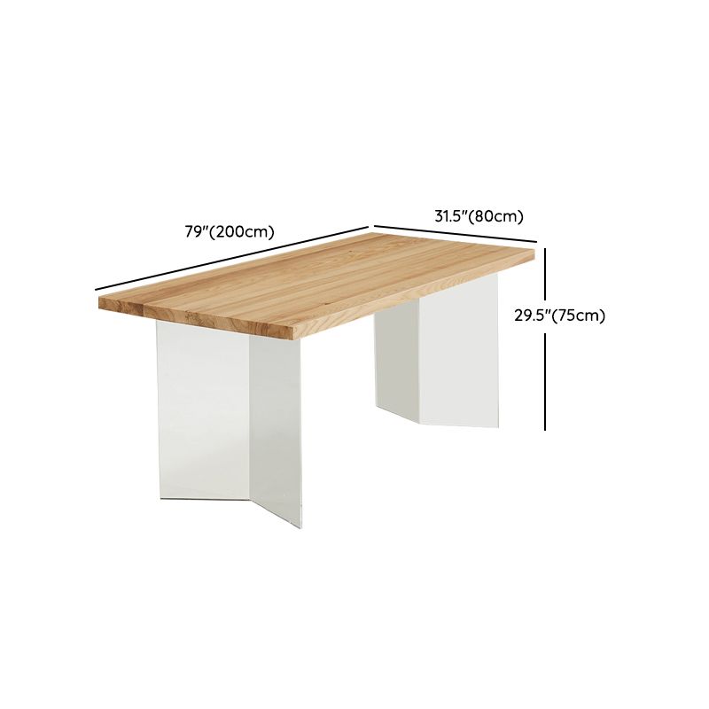 Natural Finish Dining Table Set with Acrylic Base 1/2/5/7 Pcs Ash Wood Dinette Set Clearhalo 'Dining Room Sets' 'Dining Tables & Seating' 'dining_room_set' 'furn' 'furn_dining_room_set' 'Furniture' 'Kitchen & Dining Furniture' 1200x1200_91018e88-4bed-422b-ae6a-c72b17ae003d