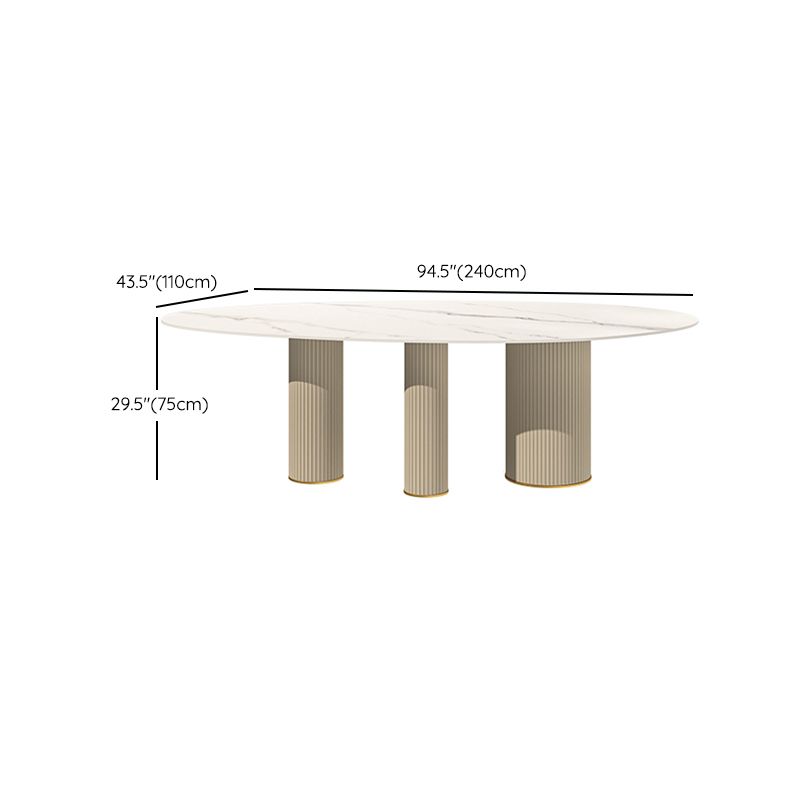 Oval Shape Luxury Kitchen Table Sintered Stone Fixed Desk for Dining Room