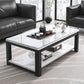 Glam Frame Salontafel Leisteen Cocktailtafel met Opbergplank voor Woonkamer