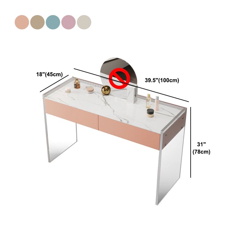 Marble /Acrylic Contemporary Makeup Vanity Set With 2 Drawer for Bedroom