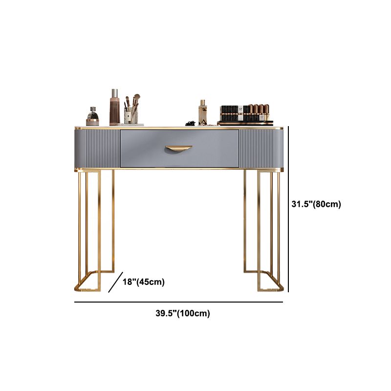Dusineurs en bois massif Ensemble de vanité avec haut en pierre et tabouret rembourré en gris