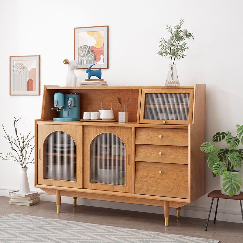 Solid Wood Modern Style Sideboard Door and Chair Sideboard for Kitchen Clearhalo 'buffet_sideboard' 'Buffets & Sideboards' 'furn' 'furn_buffet_sideboard' 'Furniture' 'Kitchen & Dining Furniture' 1200x1200_9109da3f-9b3b-42cb-9cdf-03cfa0e57b40