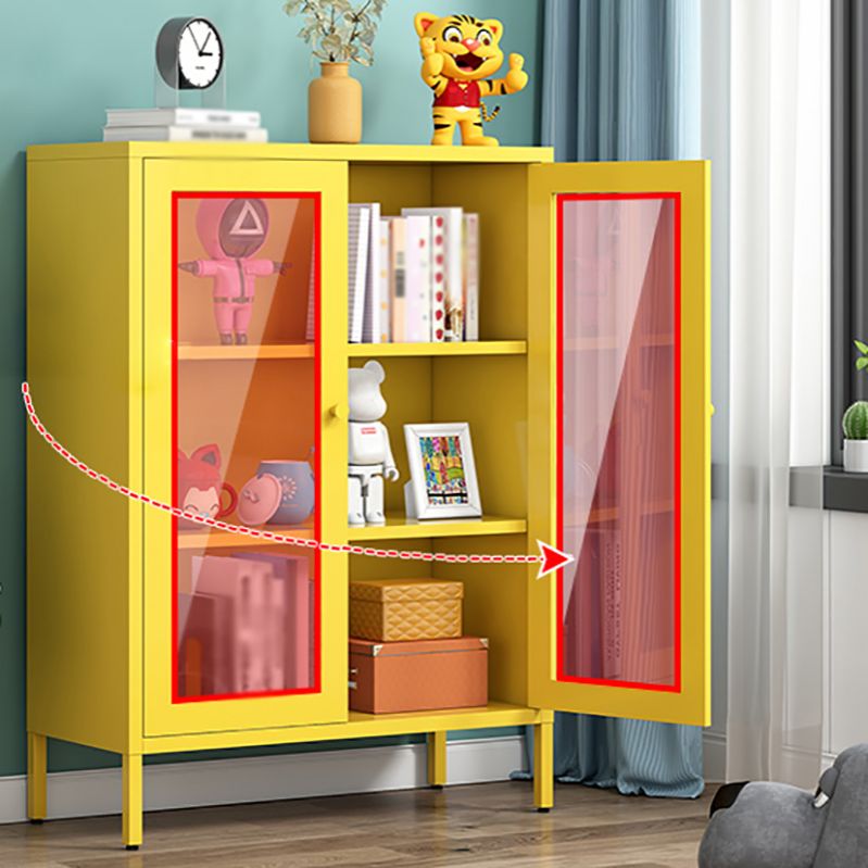 Steel Dining Room Sideboard Cabinet Modern Server Cabinet with Storage and Two Doors Clearhalo 'buffet_sideboard' 'Buffets & Sideboards' 'Furniture' 'furniture_buffet_sideboard' 'Kitchen & Dining Furniture' 1200x1200_910a3bf6-6a0a-47c2-a401-1328c71bd7db