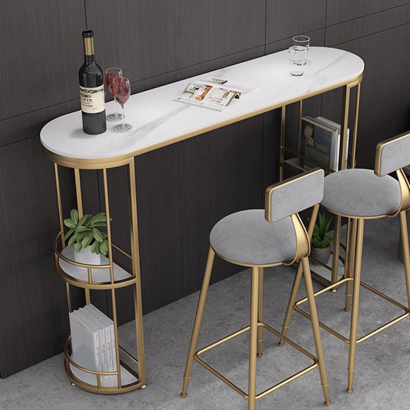 Moderne stenen ellips bartafel, opbergbare tafel voor de woonkamer