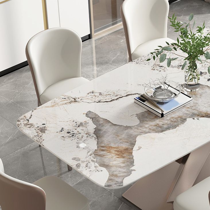 Sintered Stone Top Dining Table Rectangle Kitchen Table with Metal Pedestal Clearhalo ' dining_table' 'Dining Tables & Seating' 'Dining Tables' 'furn' 'furn_dining_table' 'Furniture' 'furniture_dining_table' 'Kitchen & Dining Furniture' 'kitchen&dining_furn' 'kitchen' 'kitchen_dining_table' 1200x1200_910b131f-e645-4e17-8259-c712bbeb78e8