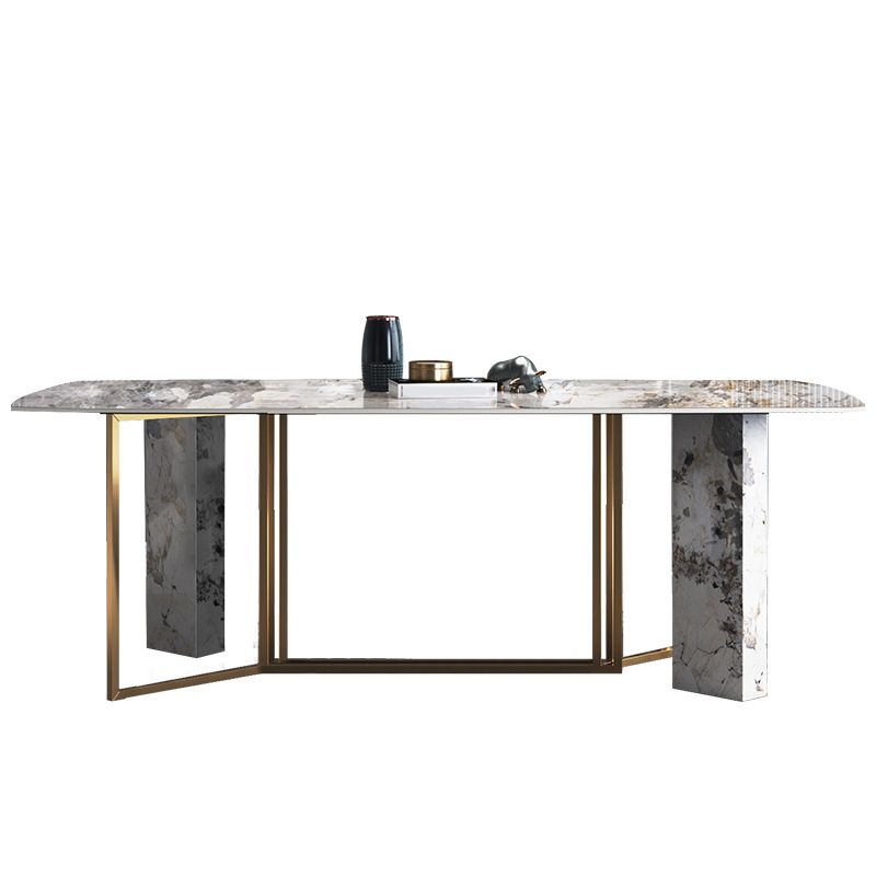 Traditional Luxury Dining Table Rectangle Sintered Stone Dining Table with Gold Frame for Home Clearhalo ' dining_table' 'Dining Tables & Seating' 'Dining Tables' 'furn' 'furn_dining_table' 'Furniture' 'furniture_dining_table' 'Kitchen & Dining Furniture' 'kitchen&dining_furn' 'kitchen' 'kitchen_dining_table' 1200x1200_910dc7d8-6a12-49aa-bb32-72aeadc5bfef