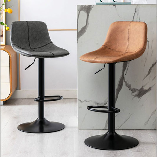 Modern Leather Adjustable Height Barstool Indoor Bar Stool with Low Back Clearhalo 'Bar Furniture' 'Bar Stools' 'bar_stools' 'furn' 'furn_bar_stools' 'Furniture' 'furniture_bar_stools' 'Kitchen & Dining Furniture' 1200x1200_910e2330-1888-4db6-a95a-92f5763b820c