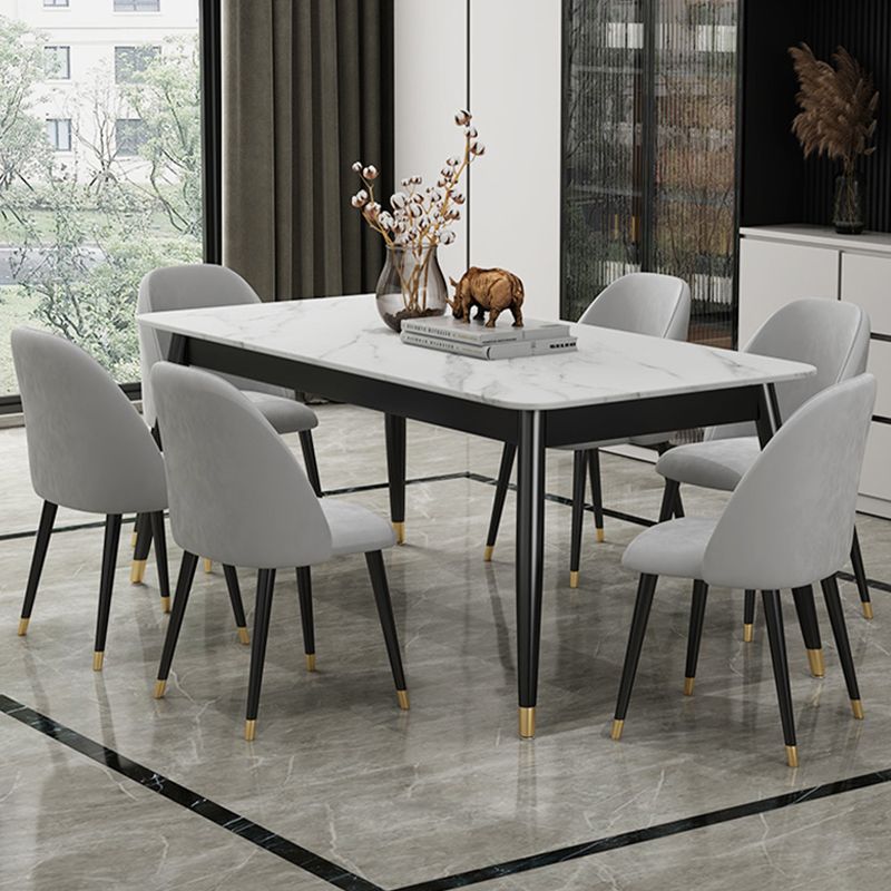 Glam 1/3/5/7 Pieces Dining Set Sintered Stone Dining Table for Home Use Clearhalo 'Dining Room Sets' 'Dining Tables & Seating' 'dining_room_set' 'furn' 'furn_dining_room_set' 'Furniture' 'furniture_dining_room_set' 'Kitchen & Dining Furniture' 'kitchen&dining_furn' 'kitchen' 1200x1200_910ea3b5-9953-4842-99ec-3ecd231215ed