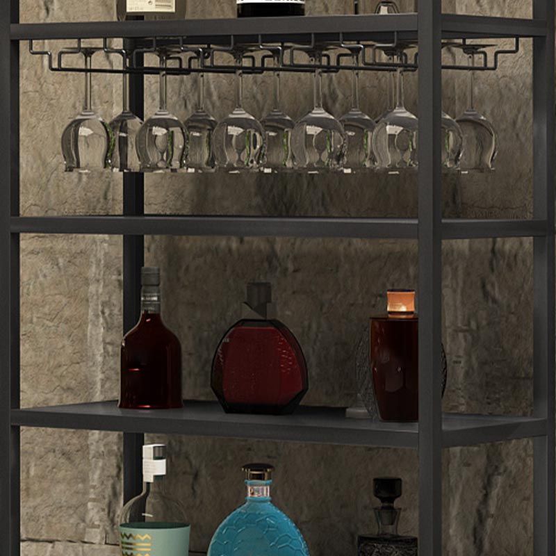Metal Floor Wine Bottle & Glass Rack Modern Wine Holder Rack with Shelf