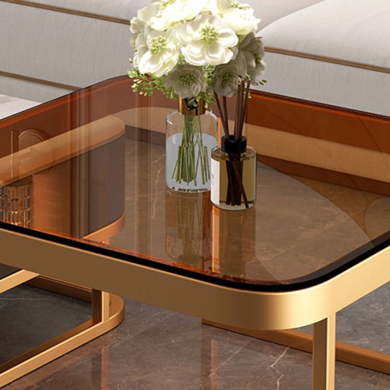 Glam Coffee Table Set Frame Square 2-Piece Coffee Cocktail Table Clearhalo 'Coffee & Accent Tables' 'Coffee Tables' 'coffee_tables' 'furn' 'furn_coffee_tables' 'Furniture' 'Living Room Furniture' 1200x1200_910fe559-ca00-4b6e-88dc-35dac6f1a2b2