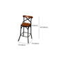 Solid Wood Dining Stools Industrial Dining Stools with Metal Base