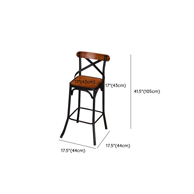 Solid Wood Dining Stools Industrial Dining Stools with Metal Base