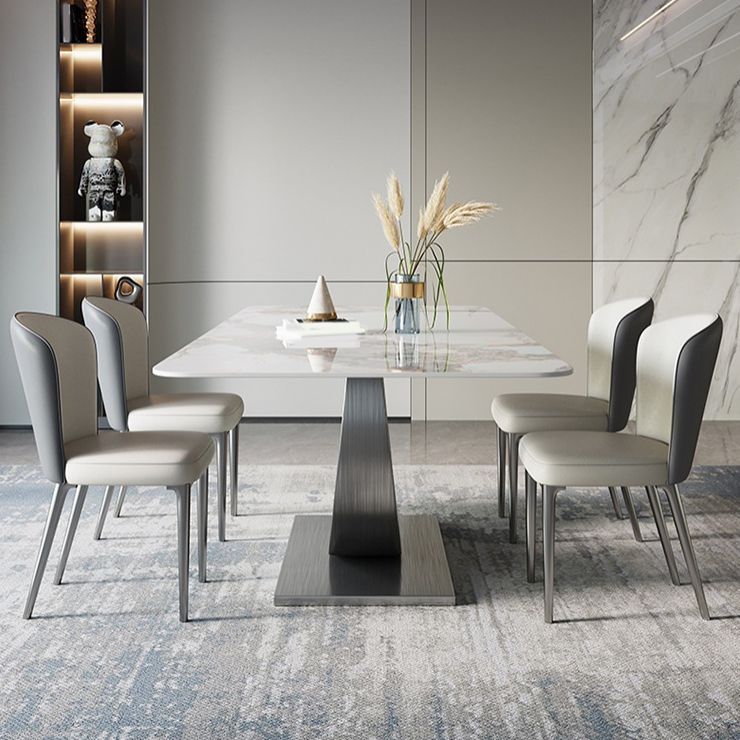 Contemporary Rectangle Dining Table Set Sintered Stone 1/4/7/8 Pieces Dining Set Clearhalo 'Dining Room Sets' 'Dining Tables & Seating' 'dining_room_set' 'furn' 'furn_dining_room_set' 'Furniture' 'Kitchen & Dining Furniture' 1200x1200_91124356-0224-4fcf-b72e-ba5811d339a4