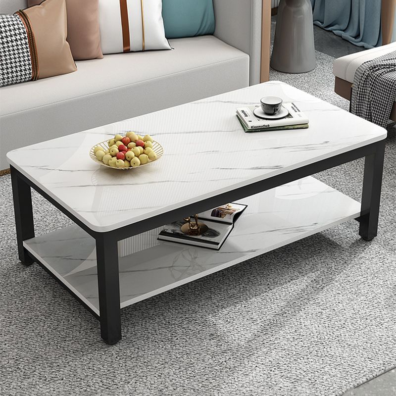 17"H Contemporary Coffee Table Rectangle White Coffee Cocktail Table Clearhalo 'Coffee & Accent Tables' 'Coffee Tables' 'coffee_tables' 'furn' 'furn_coffee_tables' 'Furniture' 'Living Room Furniture' 1200x1200_91124d23-4639-4f85-91a5-2572e00b64b4