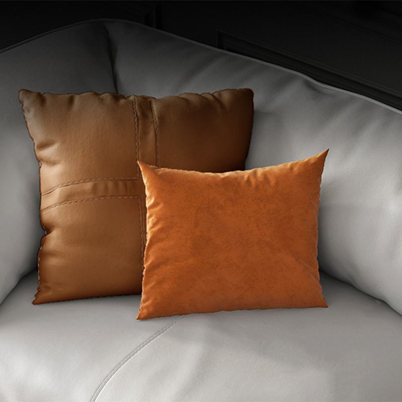 Grey Modern Loose Back Sofa & Chaise 23.68" H Pillow Top Armed Sofa, Genuine Leather Clearhalo 'furn' 'furn_sectionals' 'Furniture' 'furniture_sectionals' 'Living Room Furniture' 'Sectionals' 1200x1200_911308b2-298b-42fc-9e2f-a7b26370a0ad