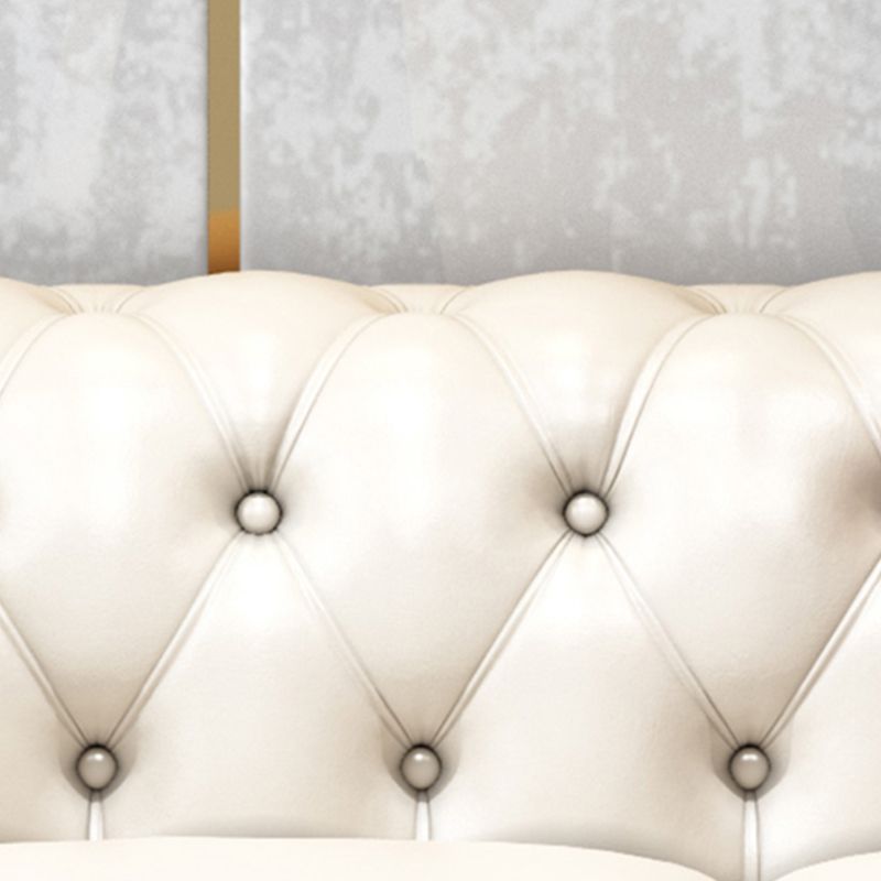 Tufted Rolled Arm Chesterfield Sofa Faux Leather Beige Cushions Sofa Clearhalo 'furn' 'furn_sofas' 'Furniture' 'Living Room Furniture' 'Sofa' 'sofas' 1200x1200_9114591e-9f05-4ee8-b17c-0e9e387a85b6