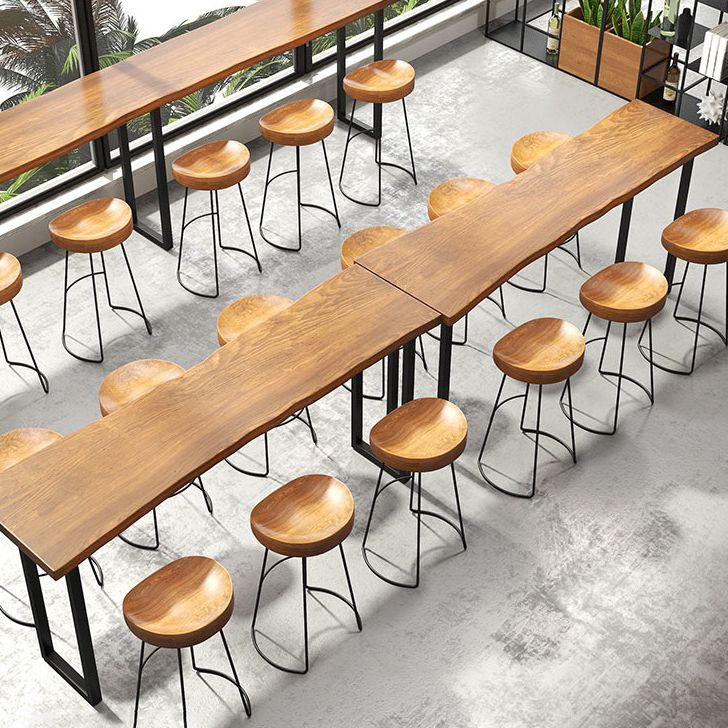 Rectangular Pine Wood Top Bar Table Industrial Bar Table with Double Pedestal in Black Clearhalo 'Bar Furniture' 'Bar Tables' 'bar_tables' 'furn' 'furn_bar_tables' 'Furniture' 'Kitchen & Dining Furniture' 1200x1200_9114f338-8724-4608-8c46-d69376434f8e