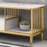 Glam TV Media Stand Stone Open Shelving TV Stand Console with Drawers