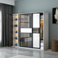 White Storage Cabinet with Glass Doors Contemporary Hinged Door Cabinet