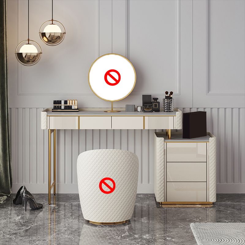 5-Drawer Vanity Makeup Table Set Metal Dressing Table with Padded Stool Clearhalo 'Bedroom Furniture' 'furn' 'furn_makeup_vanities' 'Furniture' 'Makeup Vanities' 'makeup_vanities' 1200x1200_9117240e-1ecc-443c-9b39-44d9882736be