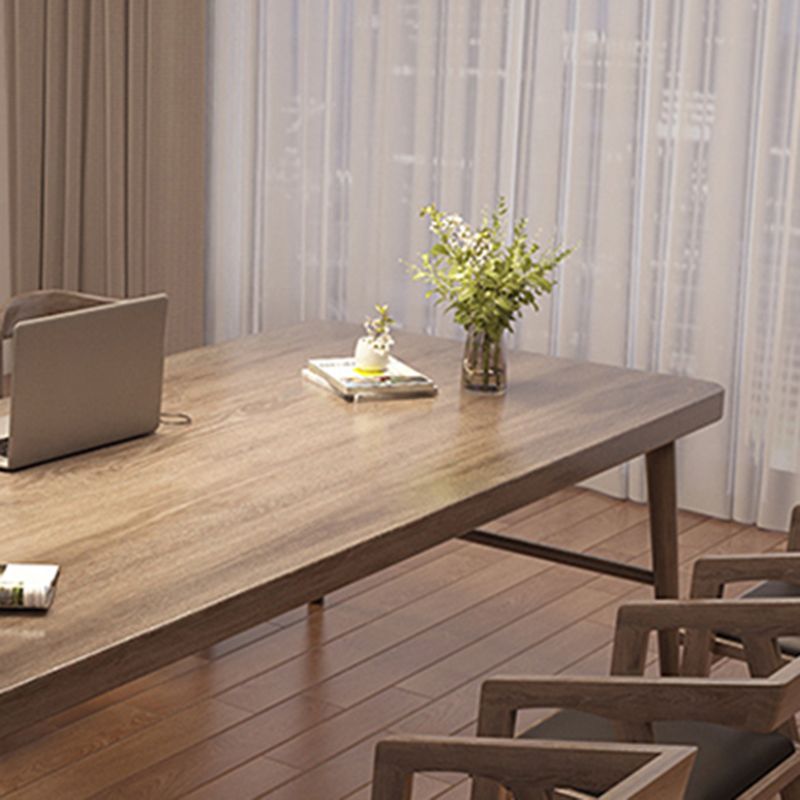 Scrivania di scrittura rettangolare in stile moderno 29.53 "scrivania in legno massello alto con base a forma di H