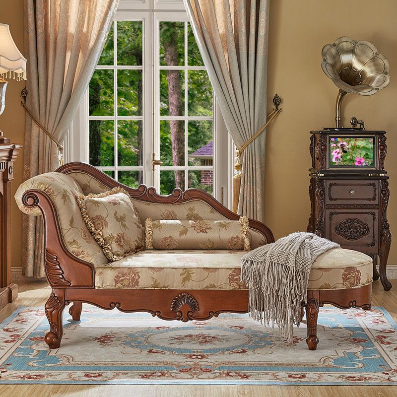 Living Room Chaise Rolled Arms Traditional Chaise Lounge with Cotton Upholster Clearhalo 'Chairs & Seating' 'Chaise Lounge' 'chaise_lounge' 'furn' 'furn_chaise_lounge' 'Furniture' 'Living Room Furniture' 1200x1200_91175cdb-6820-4fe9-9909-112bc9b5ab5a