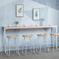 Modern Bar Height Table Solid Wood Top Bistro Bar Table with White Base