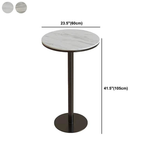 Industrial Round Bar Table Set 1/2/3 Pieces Stone Counter Table with Solid Back Stools