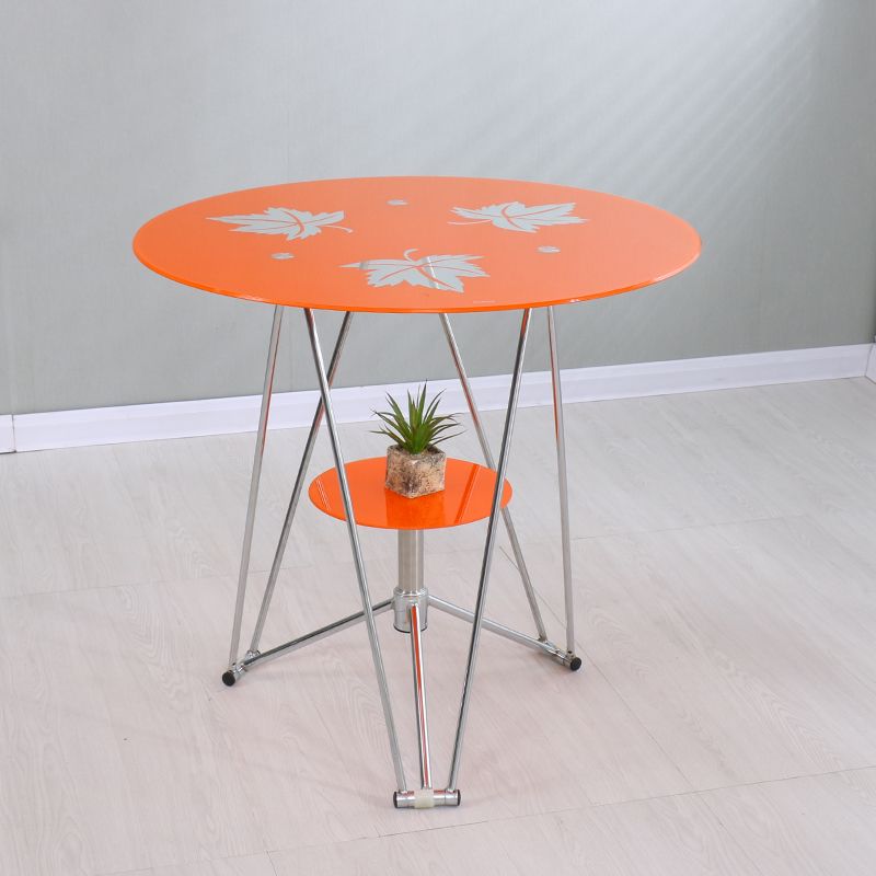 Round Tripod Dining Site Table Metal Dinette Table with Tempered Glass Clearhalo ' dining_table' 'Dining Tables & Seating' 'Dining Tables' 'Furniture' 'furniture_dining_table' 'Kitchen & Dining Furniture' 'kitchen&dining_furn' 'kitchen' 'kitchen_dining_table' 1200x1200_9118bce4-39e7-4717-8b0d-ae3750961d75