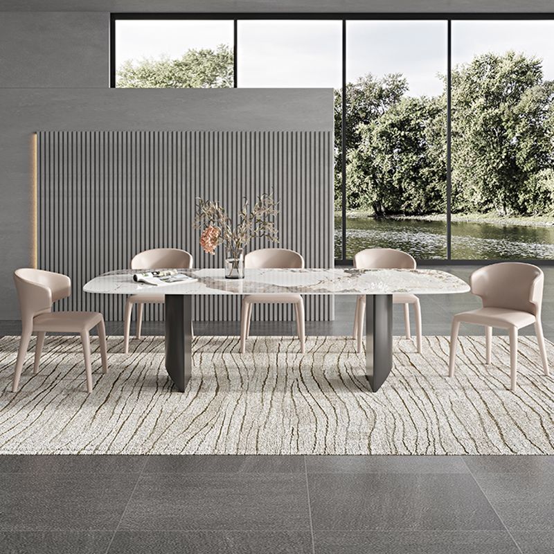 Rectangle Dining Table Sintered Stone Top Modern White Table with Black Legs Clearhalo 'Dining Tables & Seating' 'Dining Tables' 'dining_table' 'furn' 'furn_dining_table' 'Furniture' 'Kitchen & Dining Furniture' 1200x1200_9118ed14-09be-4c01-a228-92e0809c2b63