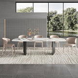 Rectangle Dining Table Sintered Stone Top Modern White Table with Black Legs Clearhalo 'Dining Tables & Seating' 'Dining Tables' 'dining_table' 'furn' 'furn_dining_table' 'Furniture' 'Kitchen & Dining Furniture' 1200x1200_9118ed14-09be-4c01-a228-92e0809c2b63