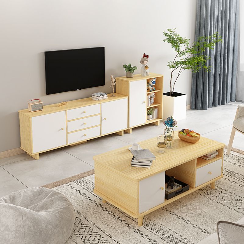 Consola de TV de 2 puertas de estilo de madera de estilo escandinavo con almacenamiento
