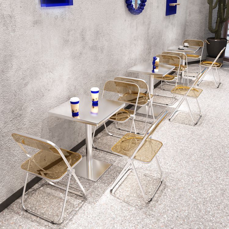 Industrial Style Dinner Table Stainless Steel Dining Site Table for Home Clearhalo ' dining_table' 'Dining Tables & Seating' 'Dining Tables' 'furn' 'furn_dining_table' 'Furniture' 'furniture_dining_table' 'Kitchen & Dining Furniture' 'kitchen&dining_furn' 'kitchen' 'kitchen_dining_table' 1200x1200_911c36a9-a0d4-4756-b9dd-60a6b28f769d