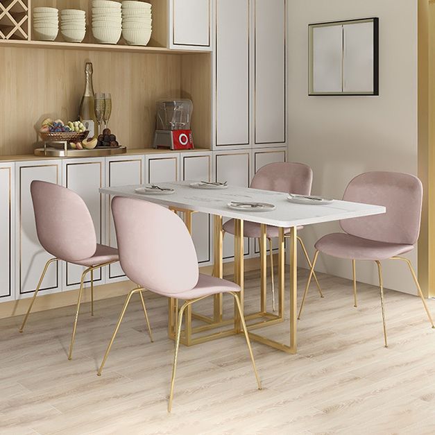 Contemporary Faux Marble Dining Table Sled Base Rectangle Table for Home Clearhalo ' dining_table' 'Dining Tables & Seating' 'Dining Tables' 'furn' 'furn_dining_table' 'Furniture' 'furniture_dining_table' 'Kitchen & Dining Furniture' 'kitchen&dining_furn' 'kitchen' 'kitchen_dining_table' 1200x1200_911f3a5e-294b-4e51-8c66-c42a92753ba9