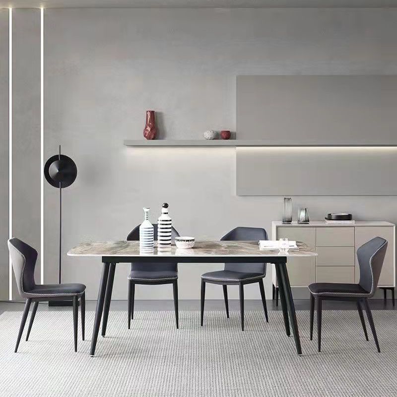 Modern 1/2/5/7 Pieces Dining Table Set with Sintered Stone Top Gery Rectangle Dinette Set Clearhalo 'Dining Room Sets' 'Dining Tables & Seating' 'dining_room_set' 'furn' 'furn_dining_room_set' 'Furniture' 'furniture_dining_room_set' 'Kitchen & Dining Furniture' 'kitchen&dining_furn' 'kitchen' 1200x1200_91204199-58a3-49ab-baad-59455cd8642f