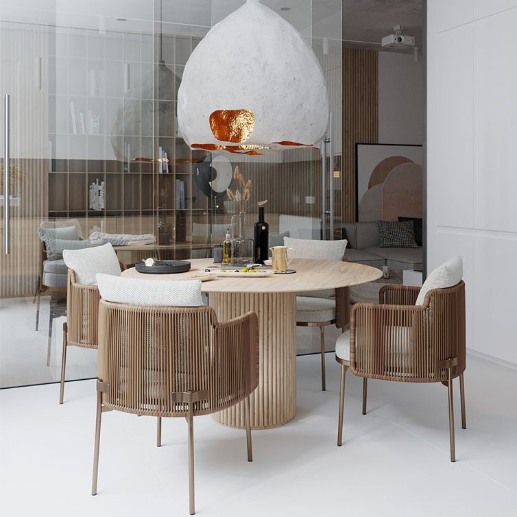 Table à manger ronde Piède moderne Tableau fixe fixe de bois massif