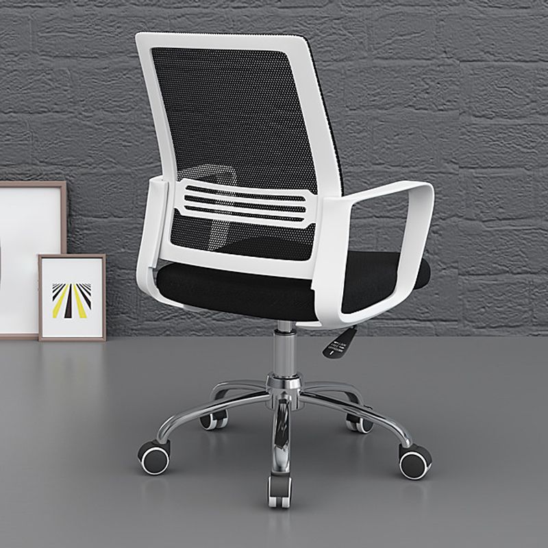 Contemporary Office Chair Microfiber Black Task Mid-Back Chair with Wheels Clearhalo 'furn' 'furn_office_chair' 'Furniture' 'Office Chairs' 'Office Furniture' 'office_chair' 1200x1200_91217e26-4a91-4c9a-b1d0-e15997bd56bc