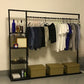 Modern Entryway Kit Hanging Rail and 3 Side Storage Shelves Coat Hanger