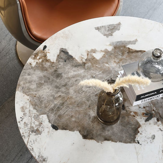 モダンな焼結ストーンダイニングテーブルセットラウンド1/2/4/5ピースダイニングセット