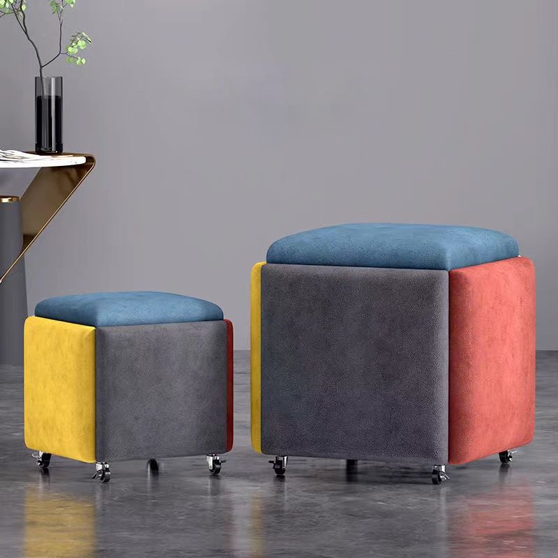 Modern Ottoman Velvet Upholstered Solid Color Square Ottoman with Bottom Rack Clearhalo 'furn' 'furn_ottomans_poufs' 'Furniture' 'Living Room Furniture' 'Ottomans & Poufs' 'ottomans_poufs' 1200x1200_9126253f-58ea-462b-b015-5080dcb2433d