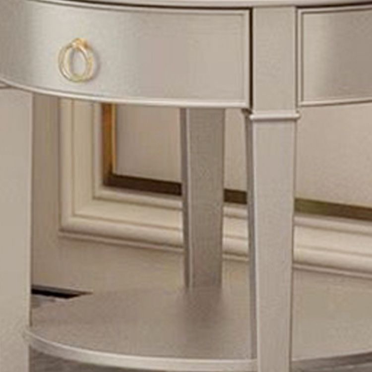 Nordic 25.6" Tall Solid Wood End Table Round Double Tier End Table