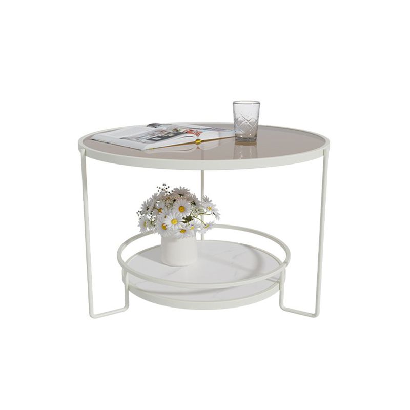 Contemporary Glass Top Coffee Table Round Metal Frame Cocktail Table Clearhalo 'Coffee & Accent Tables' 'Coffee Tables' 'coffee_tables' 'furn' 'furn_coffee_tables' 'Furniture' 'Living Room Furniture' 1200x1200_9126838d-9c1d-413f-a2f1-2dc0380fab39